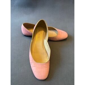 Talbots Pink Croco Leather Ballet Flats Size 7.5B